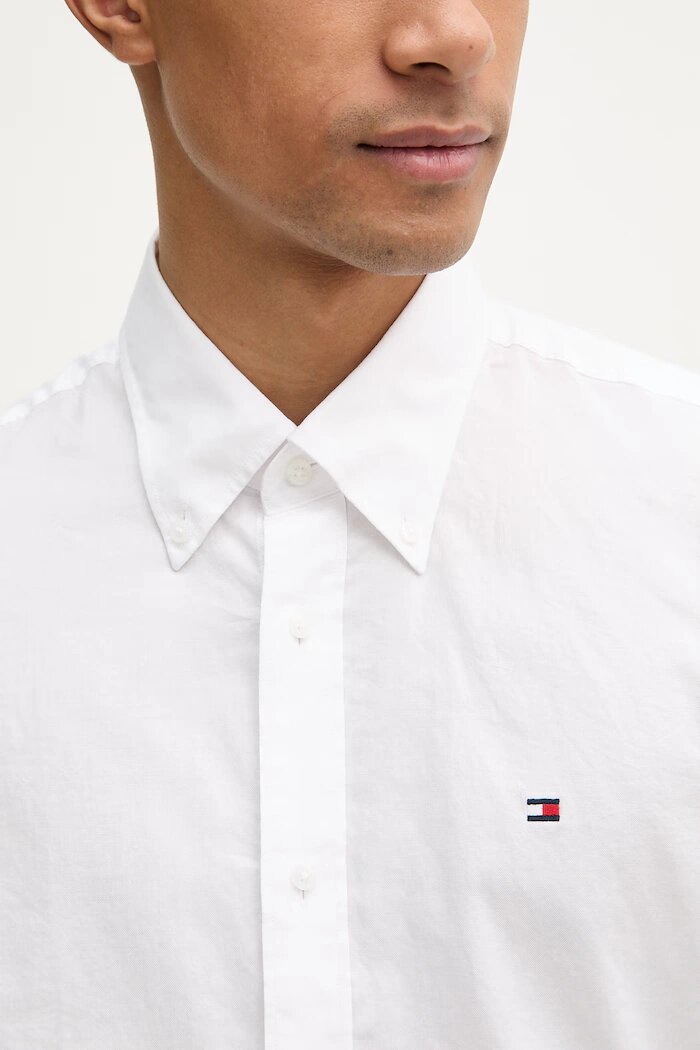 Tommy Hilfiger риза мъжка памучна бяла MW0MW42936