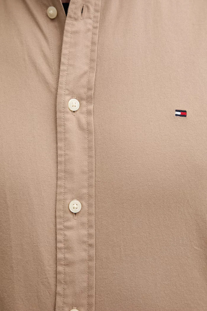 Tommy Hilfiger риза мъжка с памук кафява MW0MW40469