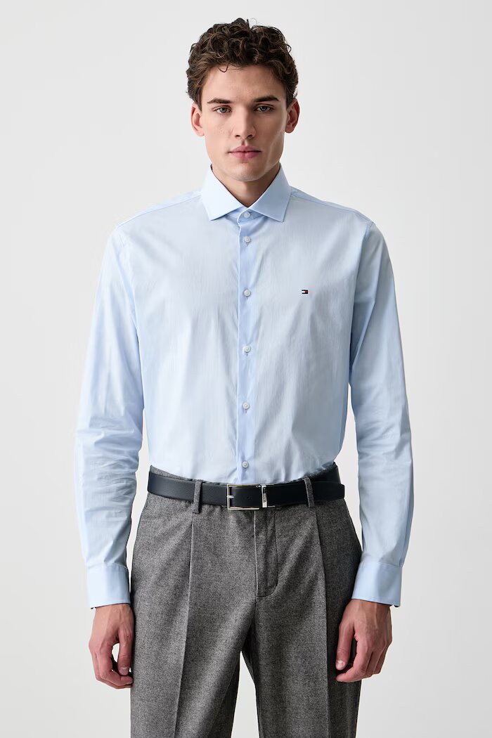 Tommy Hilfiger риза мъжка с памук синя MW0MW44710