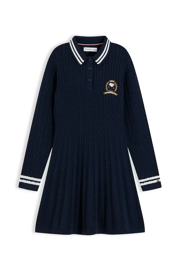 Tommy Hilfiger рокля от памук x Peanuts тъмносиня KG0KG09610