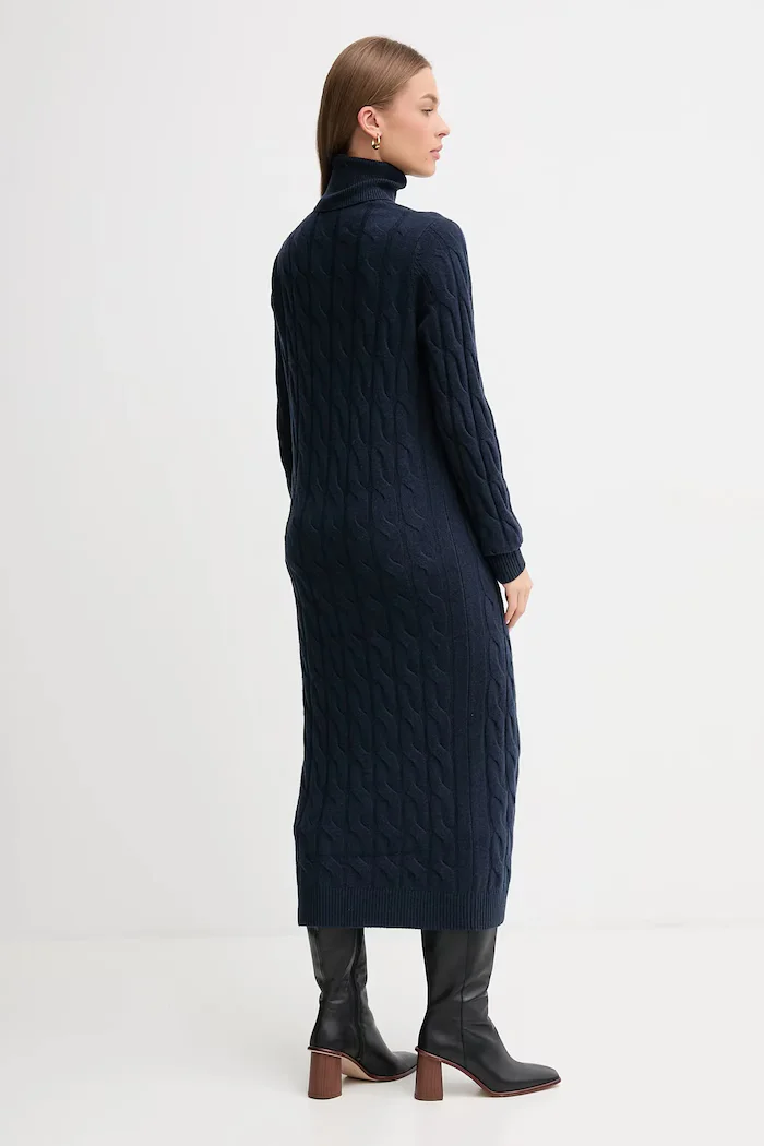 Tommy Hilfiger рокля от вълна тъмносиня WW0WW46429