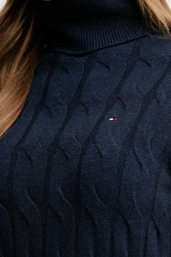Tommy Hilfiger рокля от вълна тъмносиня WW0WW46429
