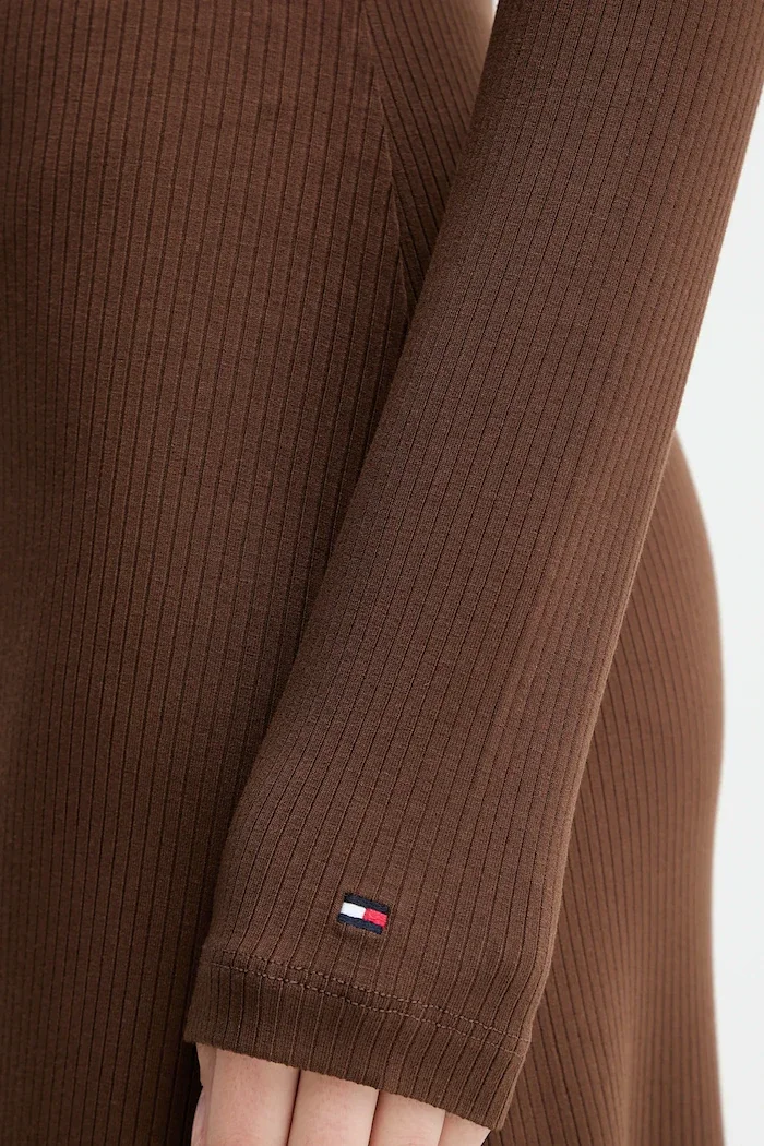Tommy Hilfiger Рокля в кафяво среднодълга разкроена WW0WW47066