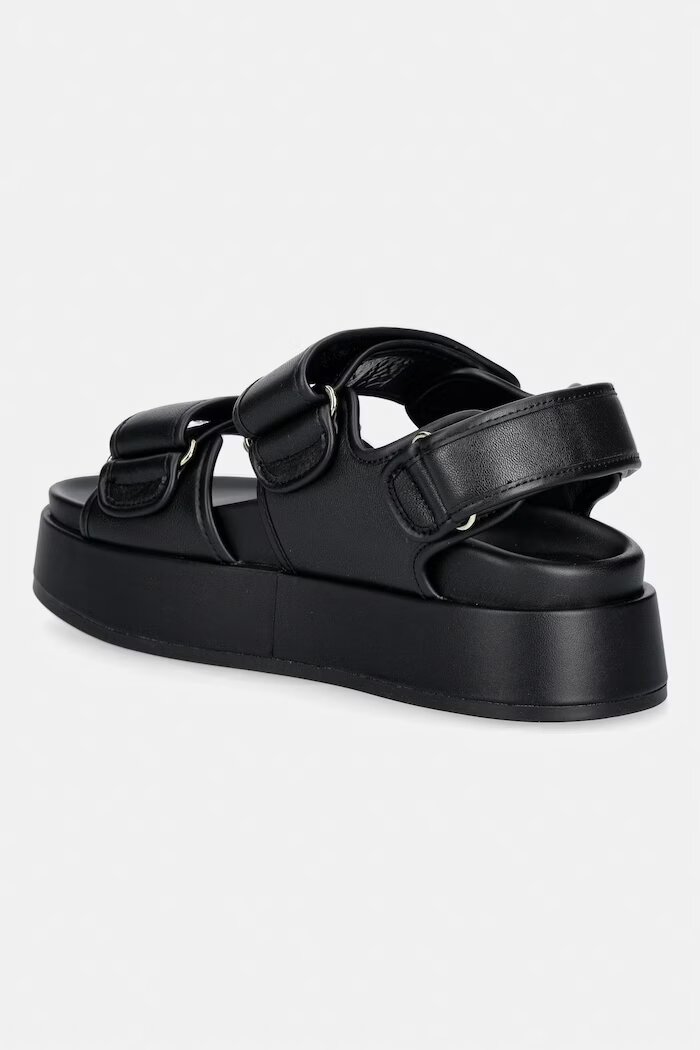 Tommy Hilfiger сандали обувки с платформа дамски от кожа LEATHER SPORTY PLATFORM SANDAL черни FW0FW09119