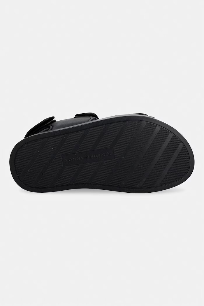Tommy Hilfiger сандали обувки с платформа дамски от кожа LEATHER SPORTY PLATFORM SANDAL черни FW0FW09119