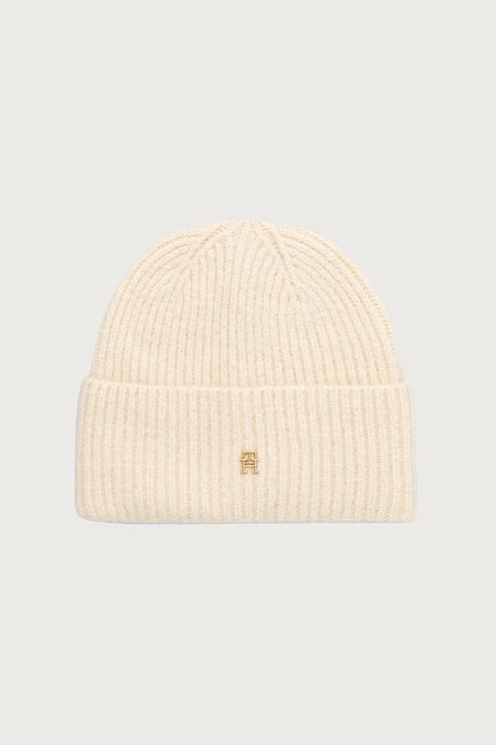 Tommy Hilfiger шапка beanie дамска от вълнена материя бежова AW0AW19104
