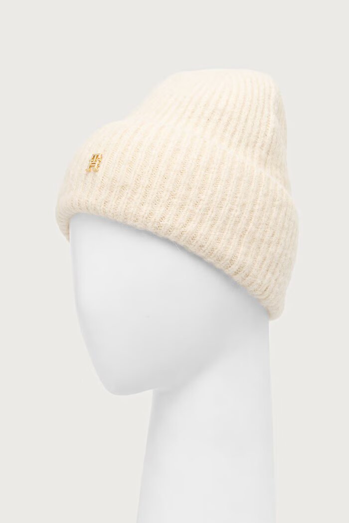 Tommy Hilfiger шапка beanie дамска от вълнена материя бежова AW0AW19104