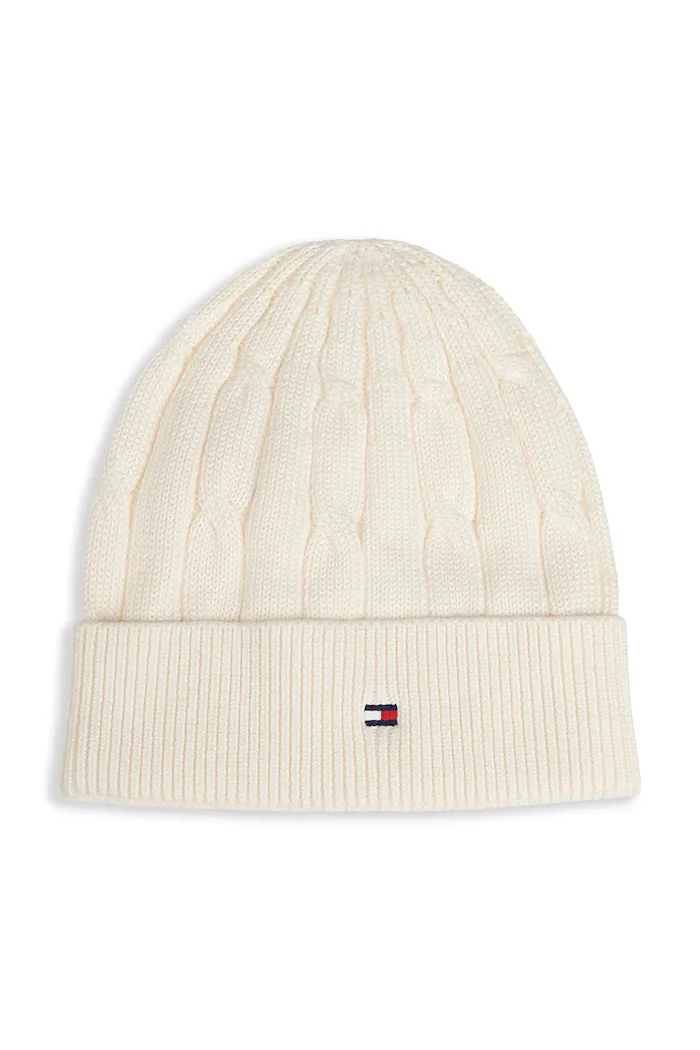 Tommy Hilfiger шапка beanie за деца от памук бежова KA0KA00101