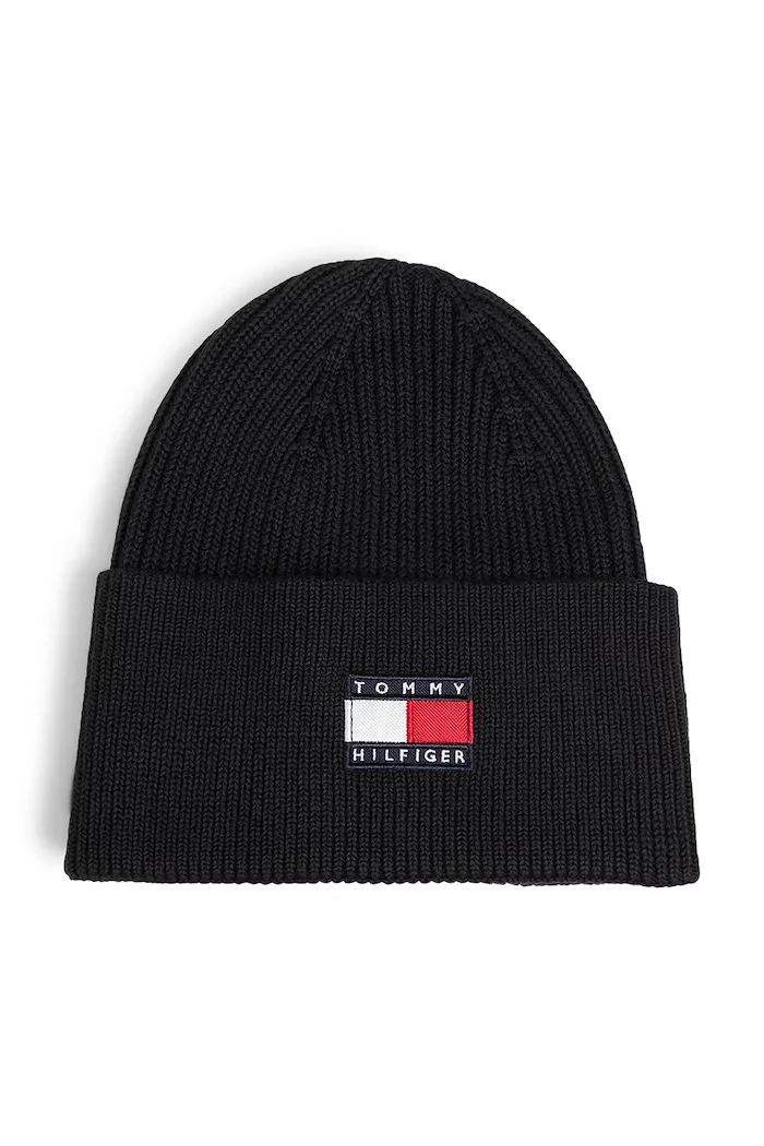 Tommy Hilfiger шапка beanie за деца от памук черна KA0KA00119