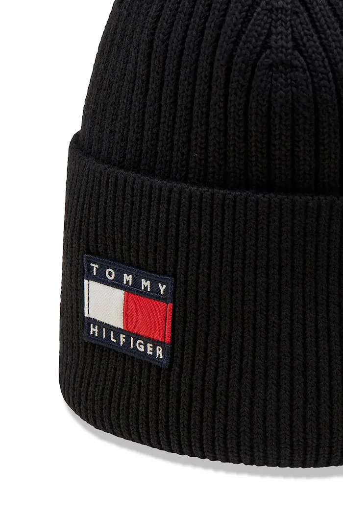 Tommy Hilfiger шапка beanie за деца от памук черна KA0KA00119