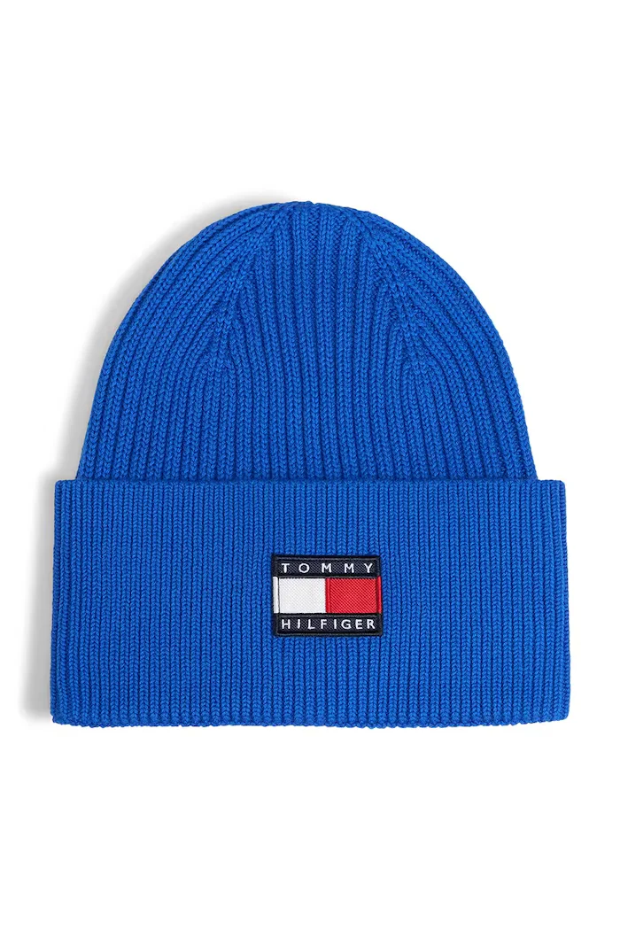 Tommy Hilfiger шапка beanie за деца от памук синя KA0KA00119