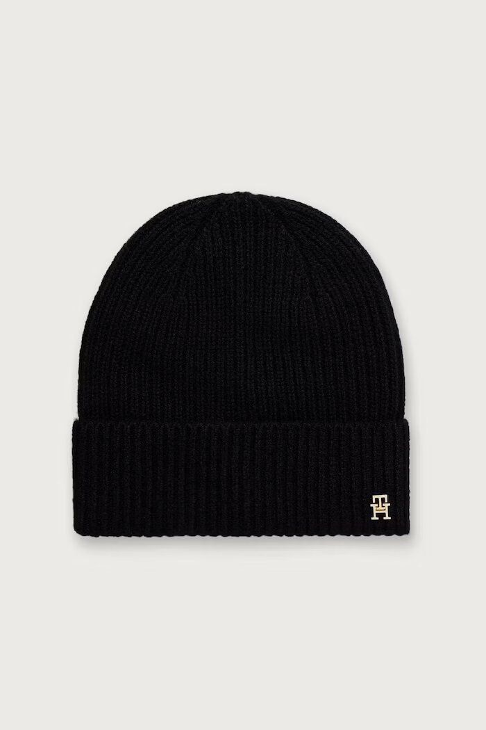 Tommy Hilfiger шапка дамска от кашмир черна AW0AW19098