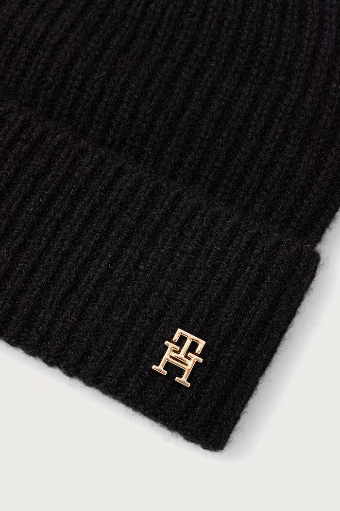 Tommy Hilfiger шапка дамска от кашмир черна AW0AW19098