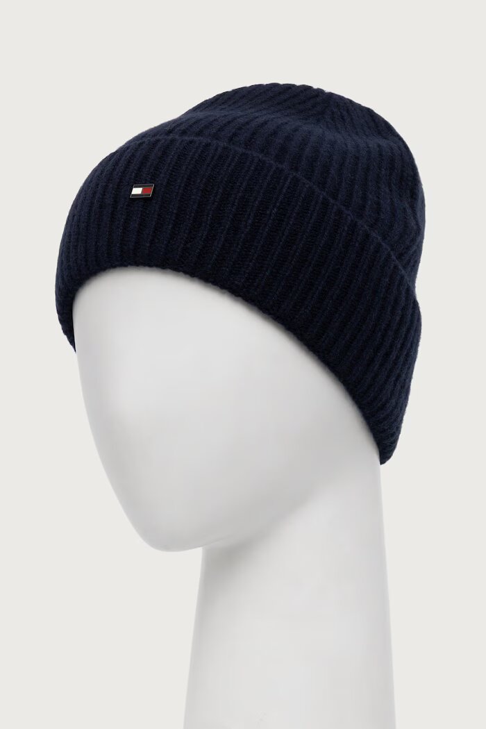 Tommy Hilfiger шапка мъжка от кашмир тъмносиня AM0AM14535