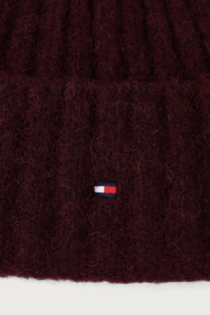 Tommy Hilfiger шапка с помпон дамска с вълна бордо AW0AW19330