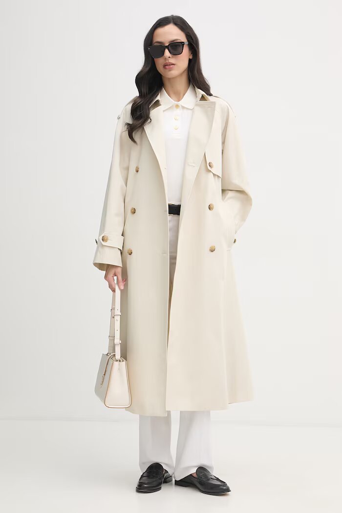 Tommy Hilfiger Шлифер дамски памучен бежов WW0WW50627