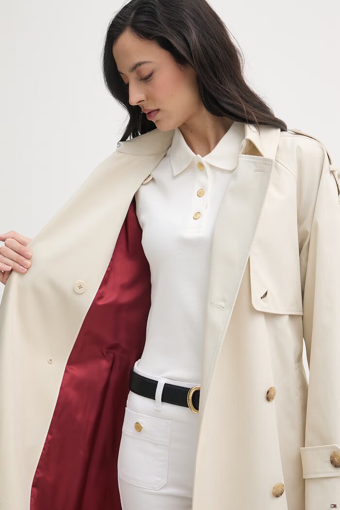 Tommy Hilfiger Шлифер дамски памучен бежов WW0WW50627