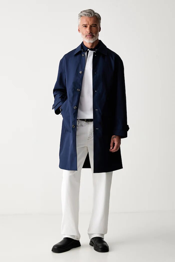 Tommy Hilfiger шлифер мъжки от памук тъмносин MW0MW43527