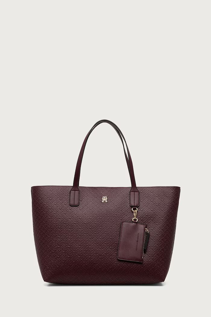 Tommy Hilfiger шопинг чанта дамска от имитация на кожа бордо AW0AW19004