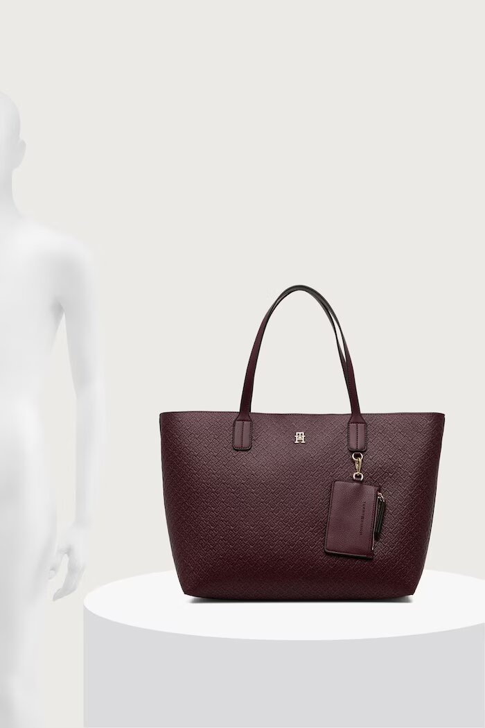 Tommy Hilfiger шопинг чанта дамска от имитация на кожа бордо AW0AW19004