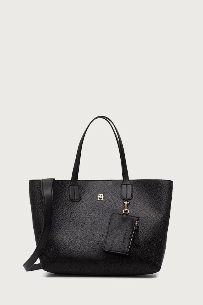 Tommy Hilfiger шопинг чанта дамска от имитация на кожа черна AW0AW18923
