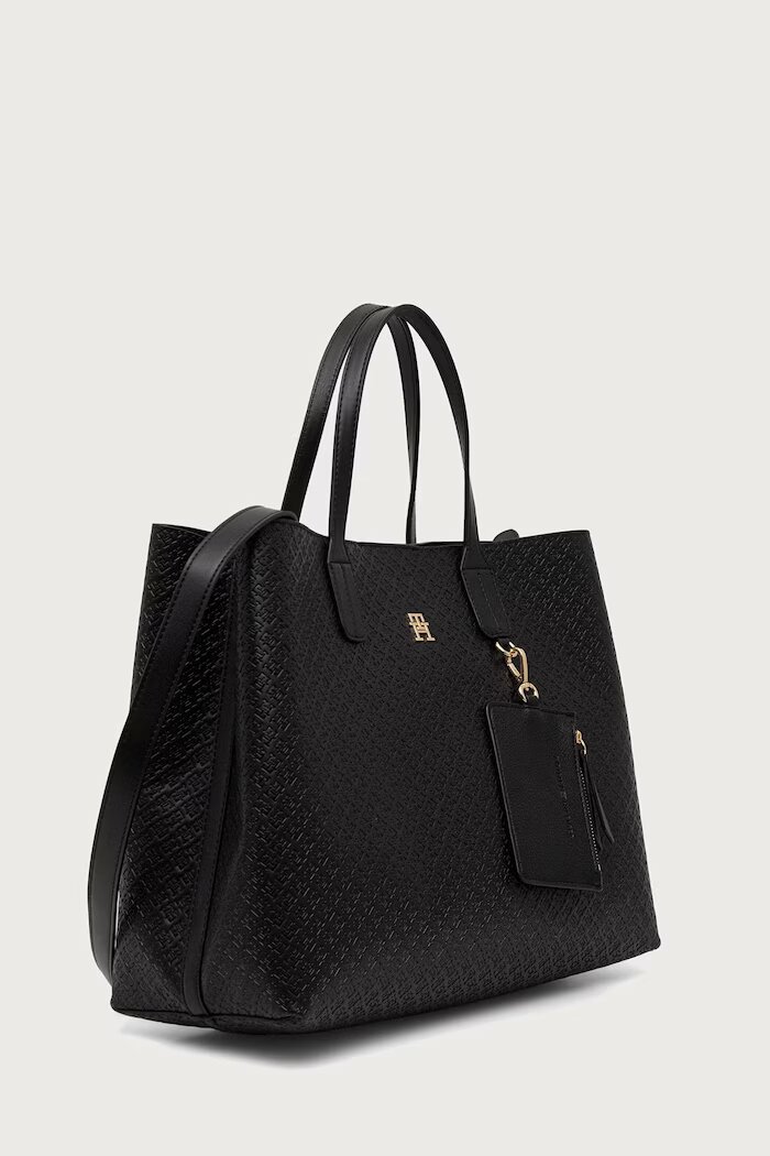 Tommy Hilfiger шопинг чанта дамска от имитация на кожа черна AW0AW18923