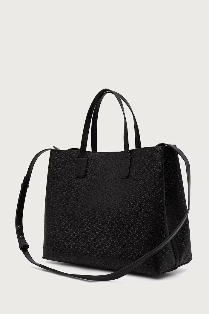 Tommy Hilfiger шопинг чанта дамска от имитация на кожа черна AW0AW18923