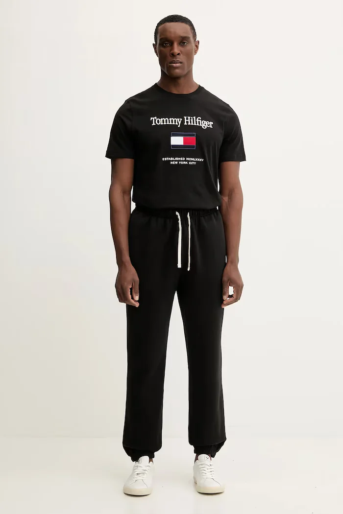 Tommy Hilfiger спортен панталон мъжки с памук черен MW0MW37231