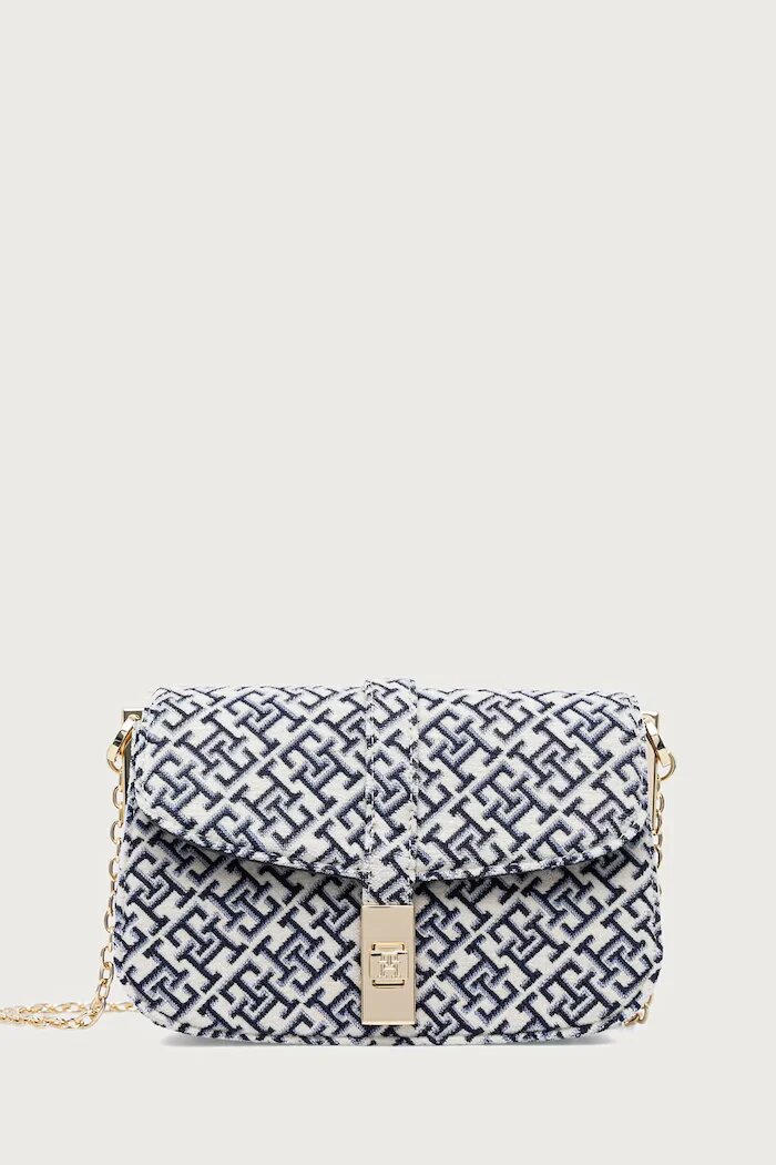 Tommy Hilfiger структурирана чанта дамска тъмносиня AW0AW19320