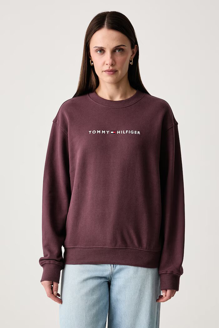 Tommy Hilfiger суичър дамски от памук кафяв UW0UW06619
