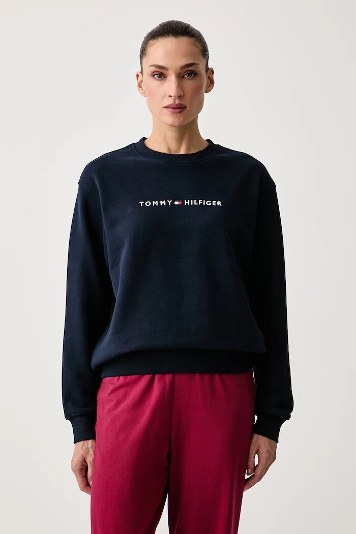 Tommy Hilfiger суичър дамски от памук тъмносин UW0UW06619