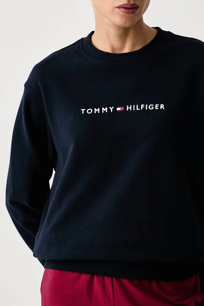 Tommy Hilfiger суичър дамски от памук тъмносин UW0UW06619