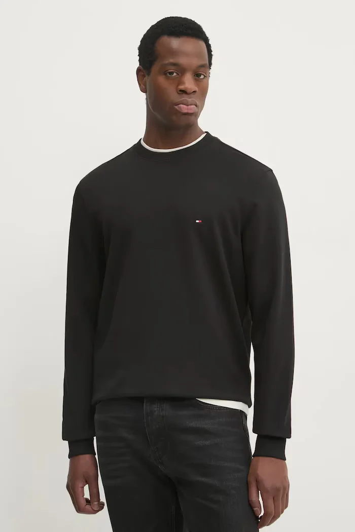 Tommy Hilfiger суичър мъжки от памук черен MW0MW37237