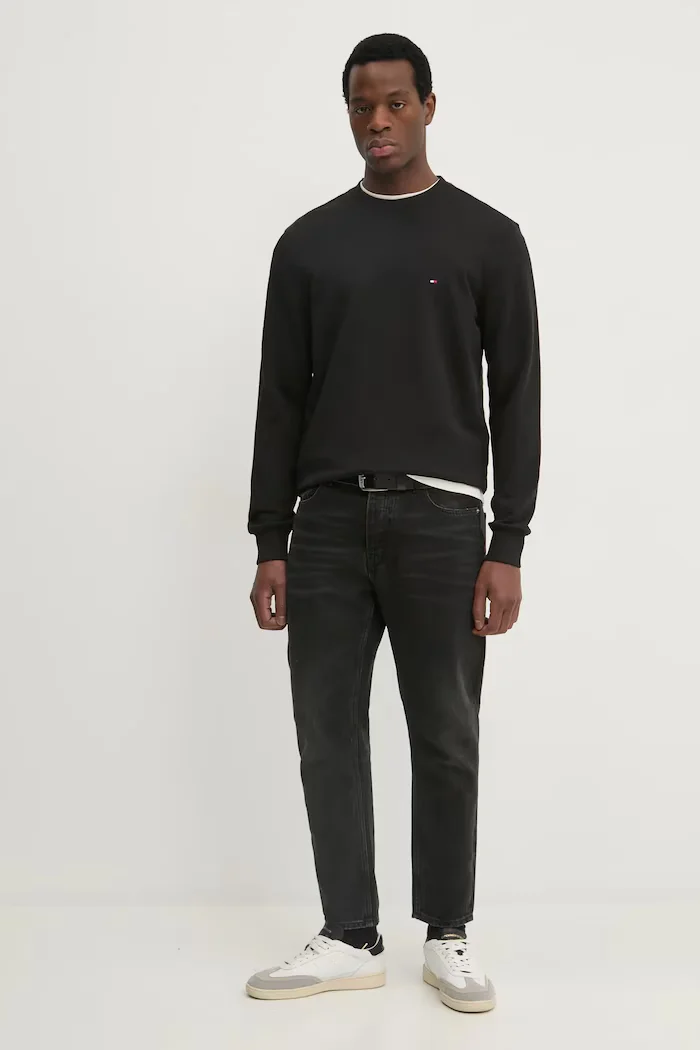 Tommy Hilfiger суичър мъжки от памук черен MW0MW37237