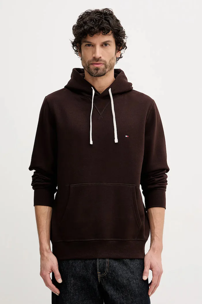 Tommy Hilfiger Суичър мъжки в бежово с качулка с изчистен дизайн MW0MW39997