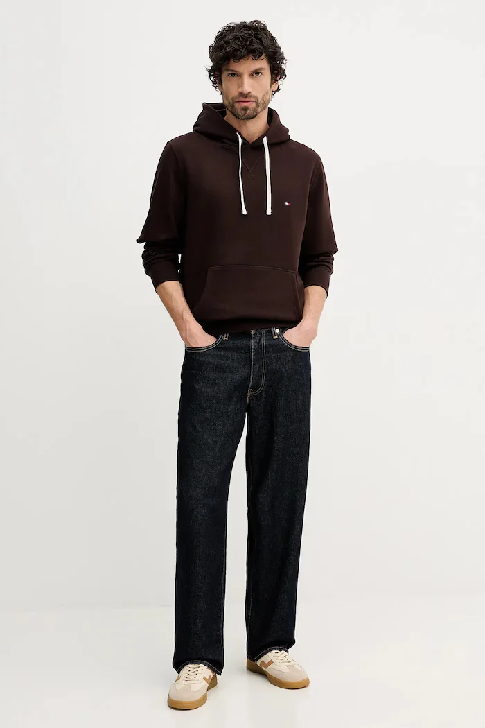 Tommy Hilfiger Суичър мъжки в бежово с качулка с изчистен дизайн MW0MW39997