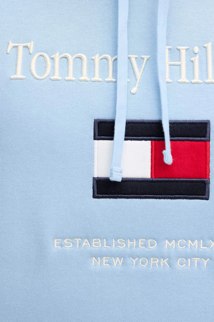 Tommy Hilfiger Суичър мъжки в синьо с качулка с апликация MW0MW42735