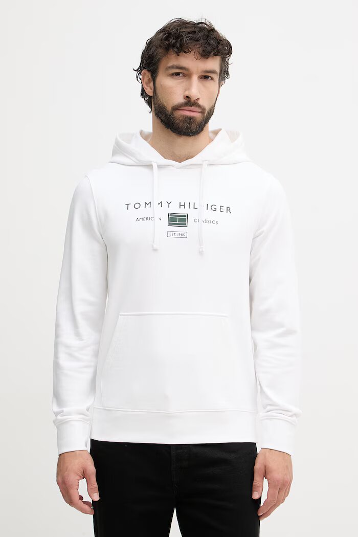 Tommy Hilfiger суичър с качулка мъжки от памук бял MW0MW42464