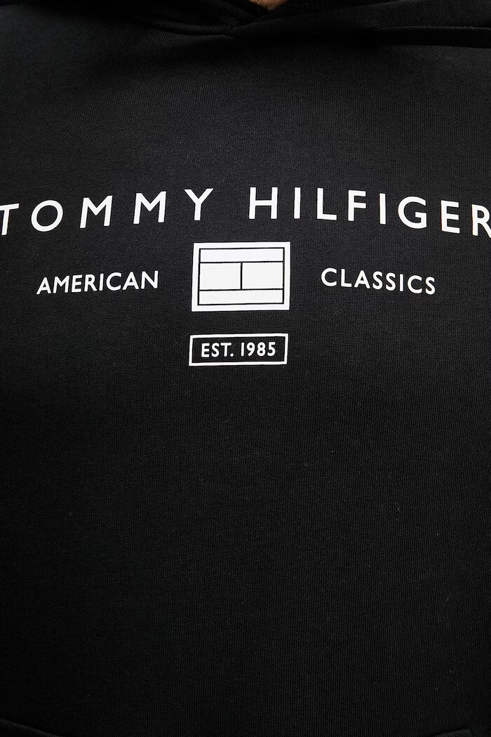 Tommy Hilfiger суичър с качулка мъжки от памук черен MW0MW42464