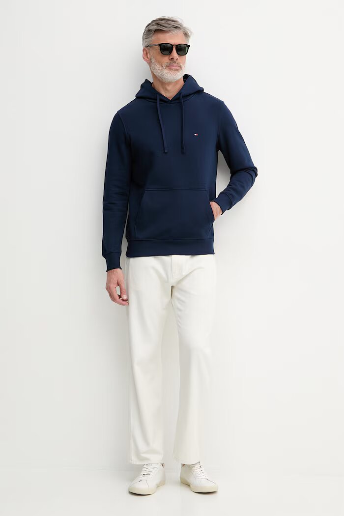 Tommy Hilfiger суичър с качулка мъжки от памук тъмносин MW0MW37235