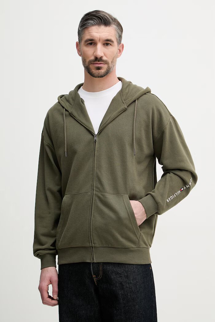 Tommy Hilfiger суичър с качулка мъжки от памук зелен UM0UM03781