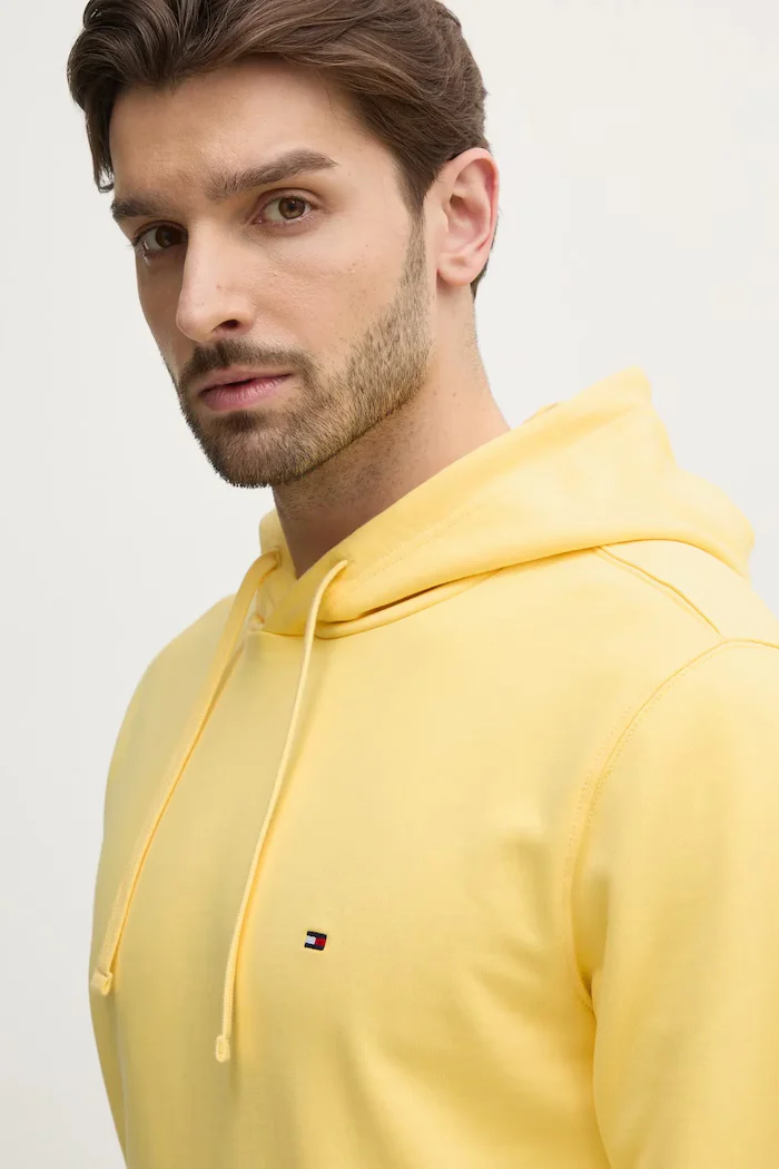 Tommy Hilfiger суичър с качулка мъжки от памук жълт MW0MW37235