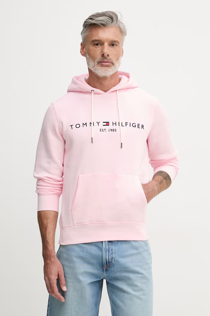 Tommy Hilfiger суичър с качулка мъжки с памук розов MW0MW11599