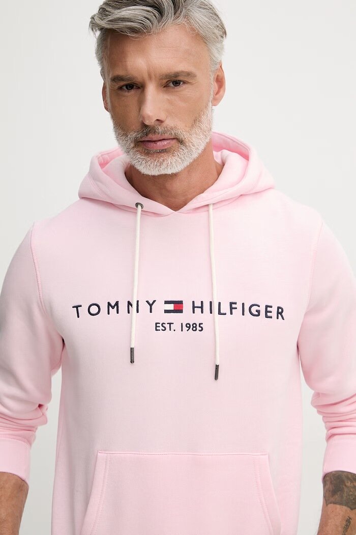 Tommy Hilfiger суичър с качулка мъжки с памук розов MW0MW11599