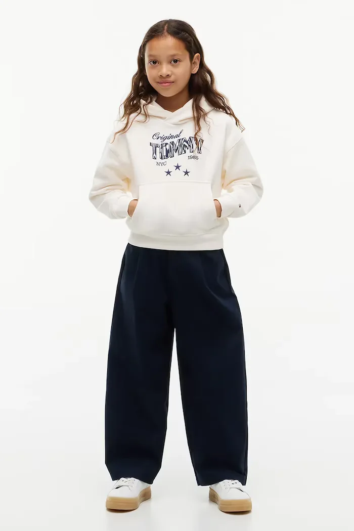 Tommy Hilfiger суичър с качулка за деца от памук бял KG0KG09571