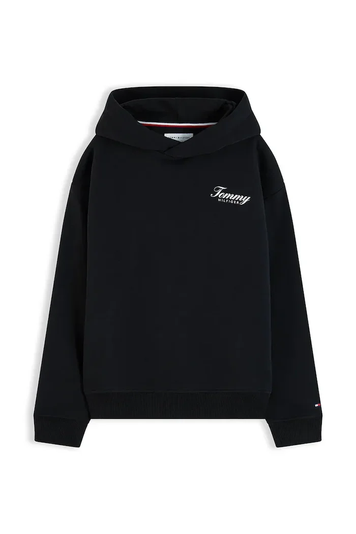 Tommy Hilfiger суичър с качулка за деца с памук черен KB0KB10635
