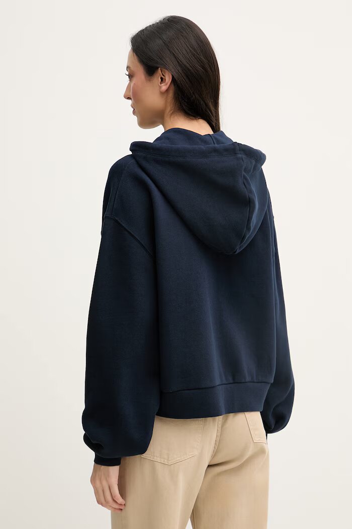 Tommy Hilfiger суичър с цип дамски от памук тъмносин WW0WW47845