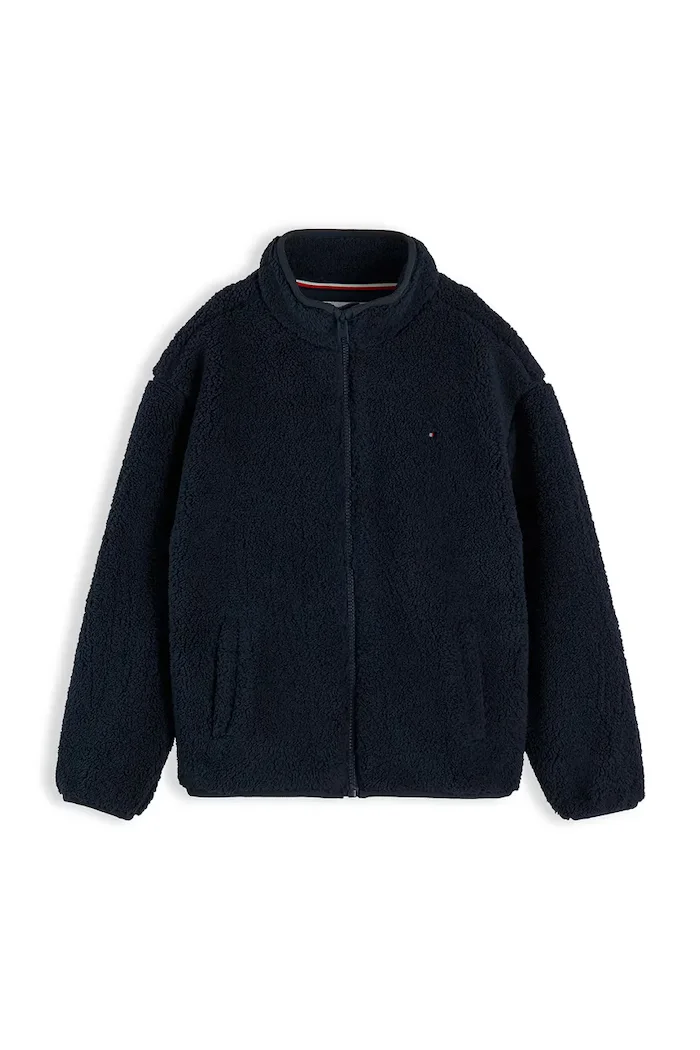 Tommy Hilfiger суичър с цип за деца от полар тъмносин KB0KB10634
