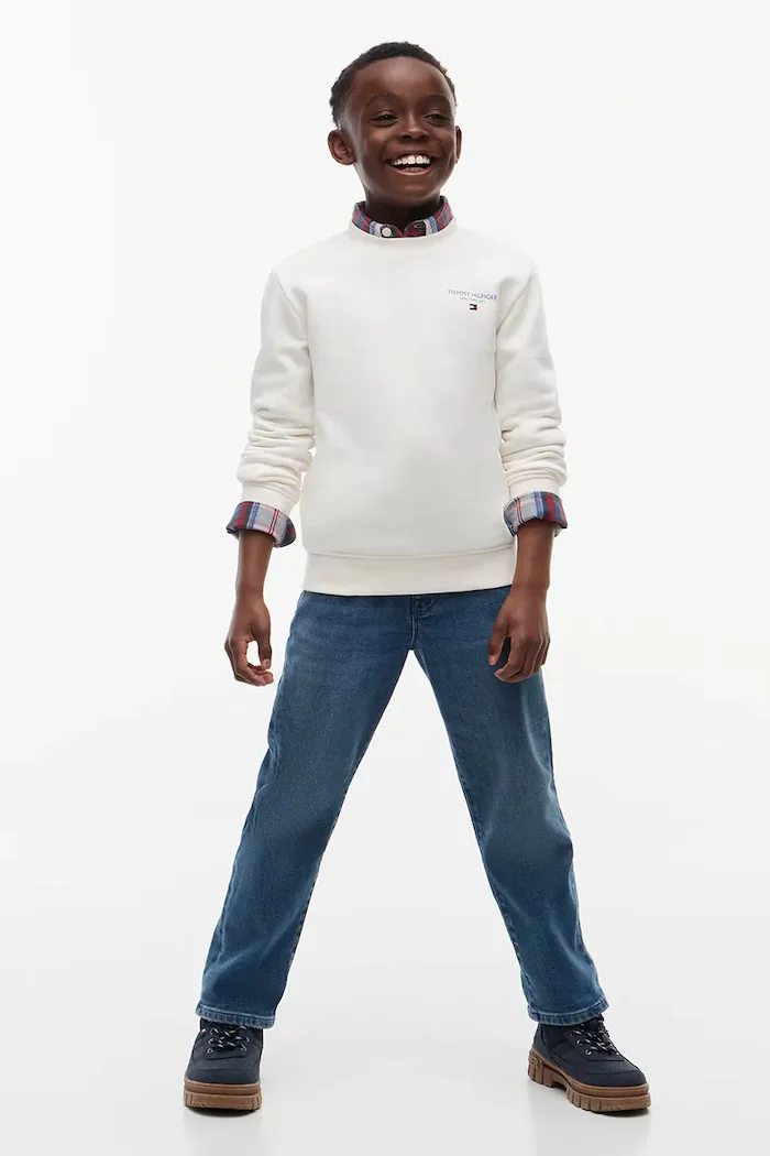 Tommy Hilfiger суичър за деца от памук бял KB0KB10766