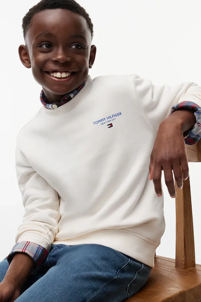 Tommy Hilfiger суичър за деца от памук бял KB0KB10766